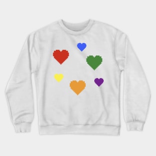 Rainbow Pride Hearts Pixel Art Crewneck Sweatshirt